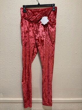 Fabletics Red Crushed Velvet Leggings